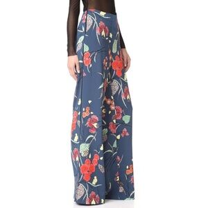 Diane von Furstenberg DvF Indigo Blue Wide Leg Toile Tuxedo Trousers Pants 4